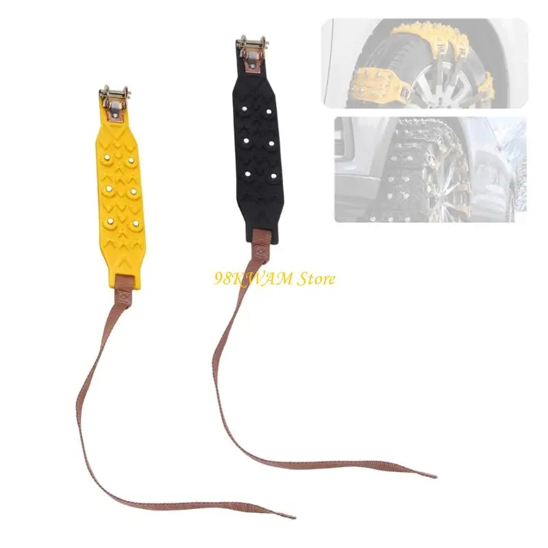 Car Tire Snow Chains, Steel-Cleat Tire Chains with TPU Bodies and Encircling Straps for Temporary Driving Help on Snow, 68UF