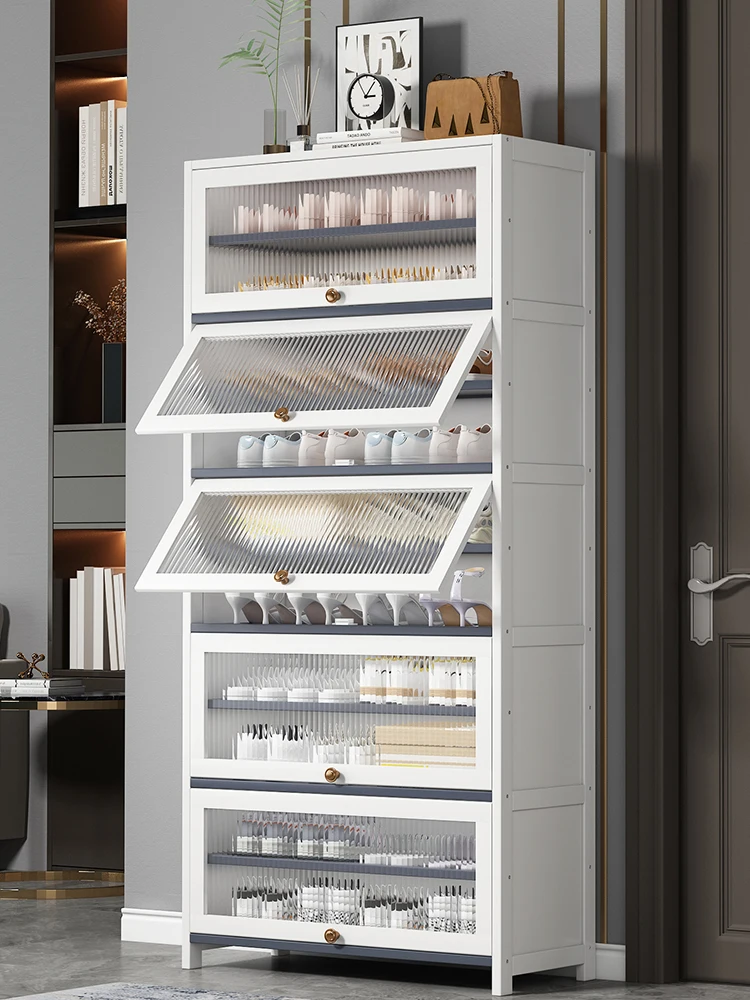 Large-capacity integrated storage economy of white dust-proof shoe rack at home entrance of shoe cabinet