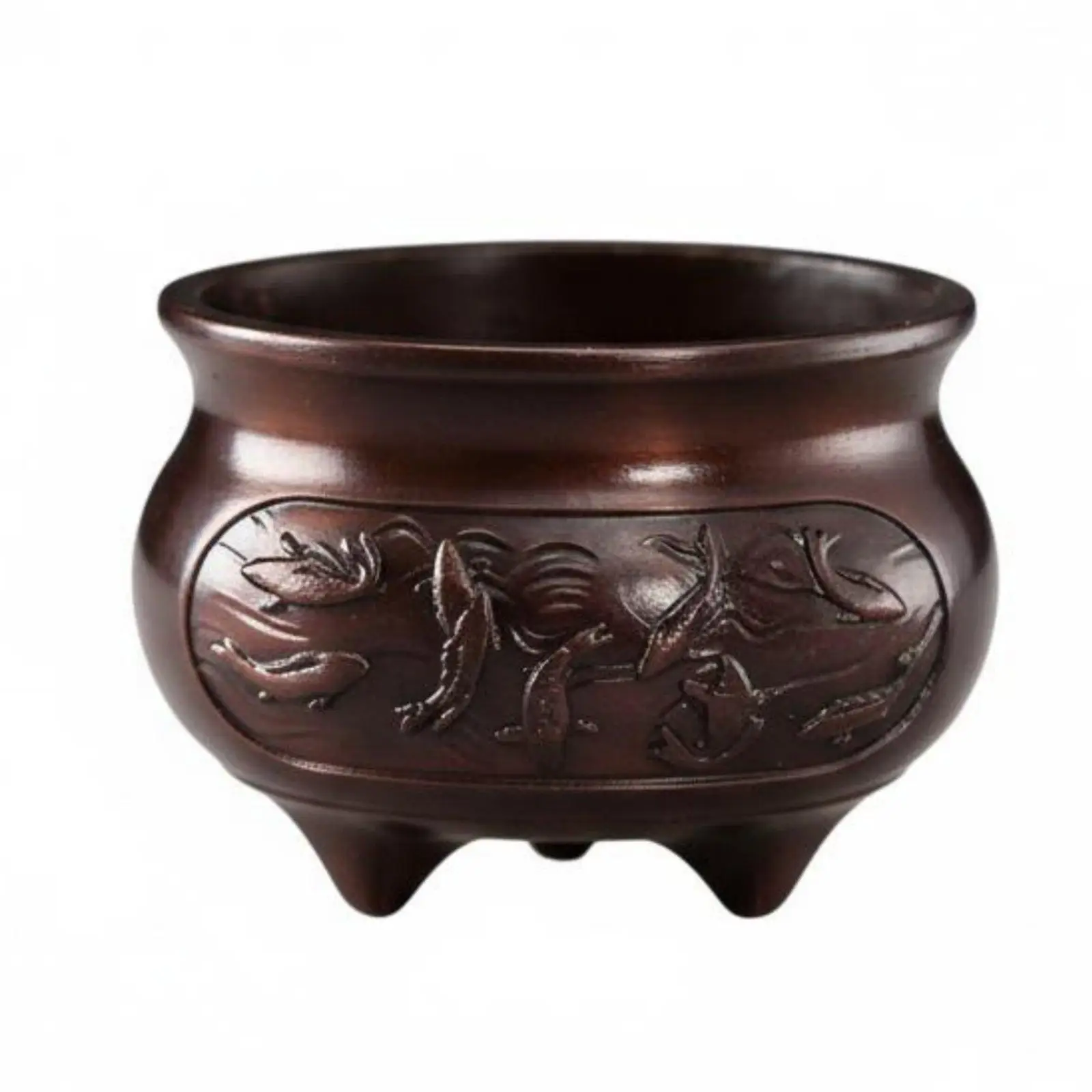 Vintage Copper Fish Incense Burner Mini Scent Vessel Holder for Meditation Travel Use