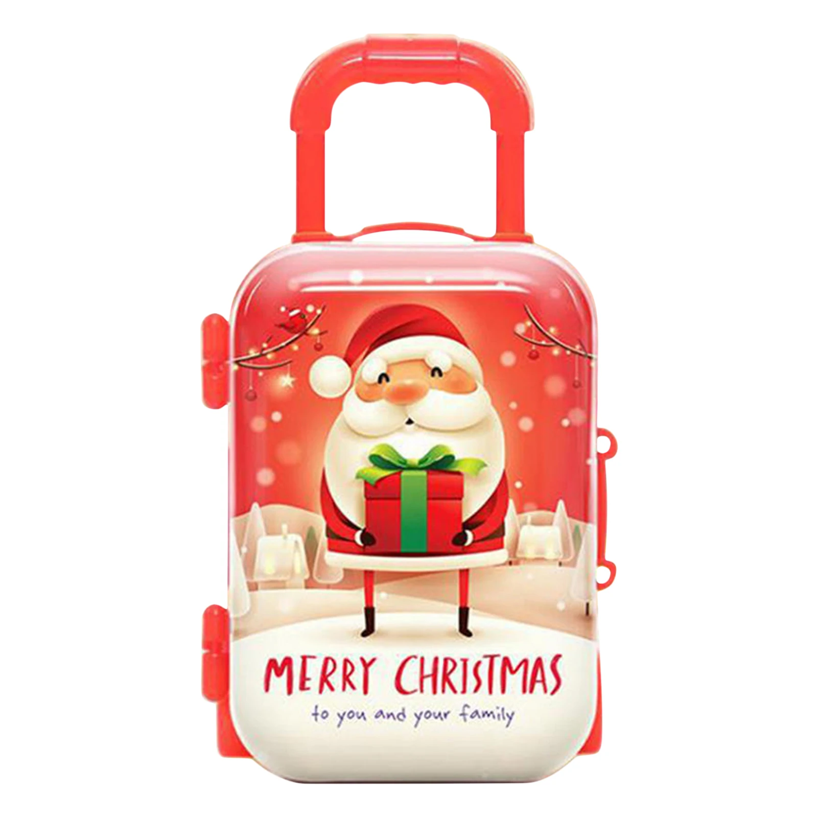 Mini Size Christmas Candy Box Carry On Trolley Case Doll Luggage Red Doll Travel Suitcase Christmas Decor Candy Coin Boxes For