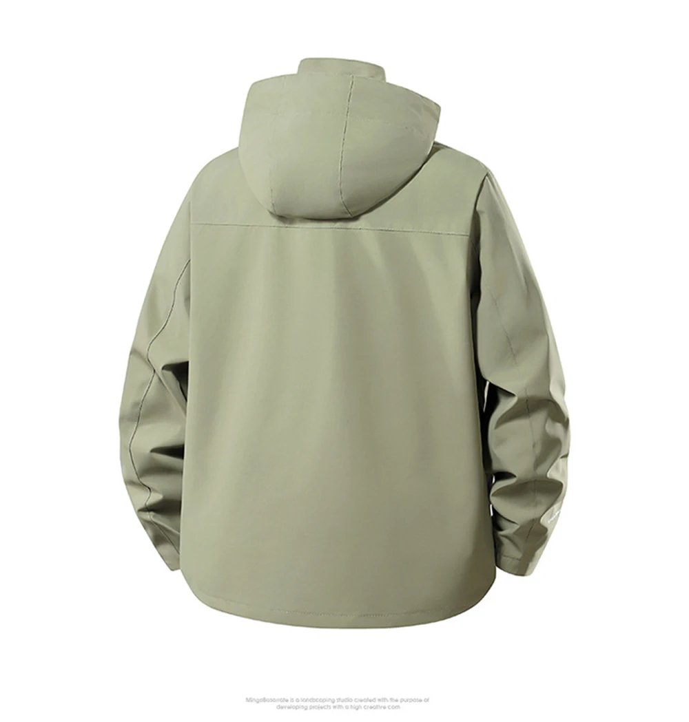 Men's Outdoor Windbreaker Jacket High-Quality Waterproof Detachable Hoodie Mountaineering Single Layer Zip Up Hardshell Jacket
