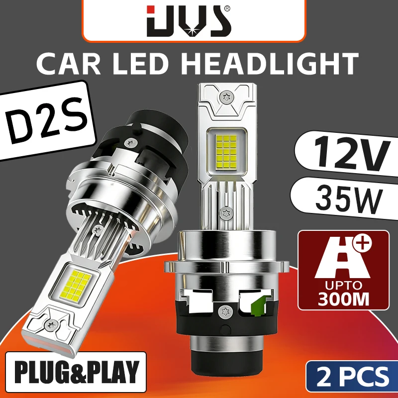 2PCS D2S D4S LED Headlight 6000K 35w 1:1 Beam Pattern D2R D4R High Power Turbo Fan Cooling For HID Replacement 12V Car Headlamp