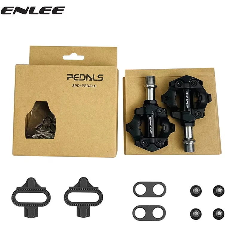 ENLEE Bicycle Lock Pedal 1 With Free Cleat For SPD System MTB Road Aluminum Anti-slip Sealed Bearing Lock Accessories