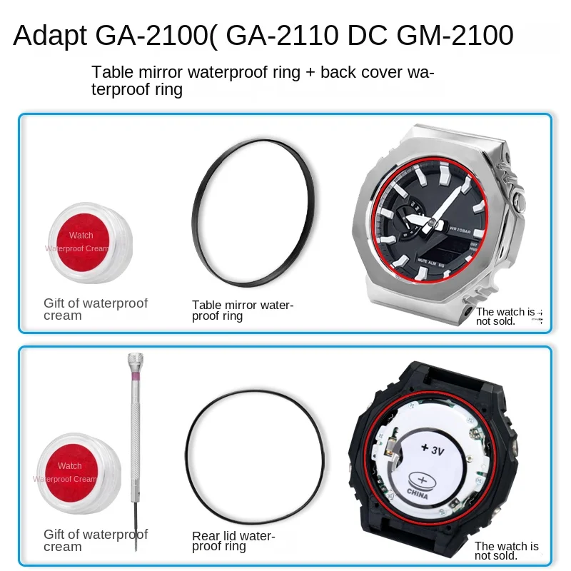 GA2100 Waterproof Ring For Casio G-Shock GA-2100 GA-B2100 GM-2100 Front/Rear Cover Sealing Ring Gaskets Inner Ring Accessories