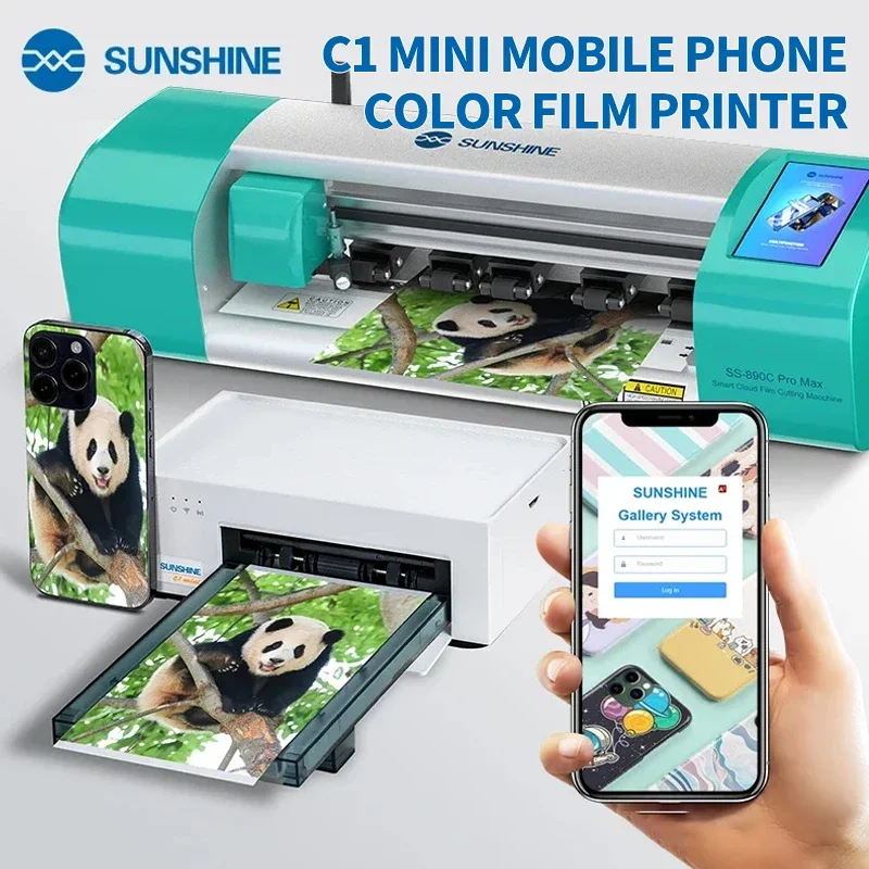 SUNSHINE C1 Mini telefon komórkowy DIY drukarka do kolorowych filmów WiFi bezpośrednie połączenie do maszyny do cięcia filmów seria poniżej 7,5 cala