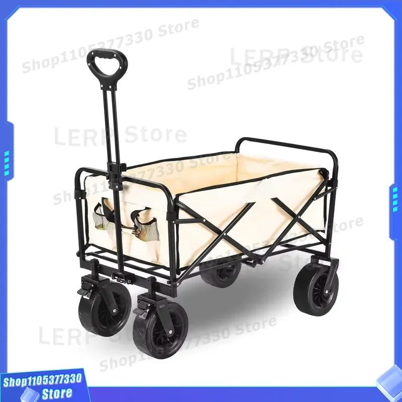 Heavy Duty 500lb Folding Trolley Portable Outdoor Cart for Beach Garden Shopping Multi Purpose Foldable Wagon with Large