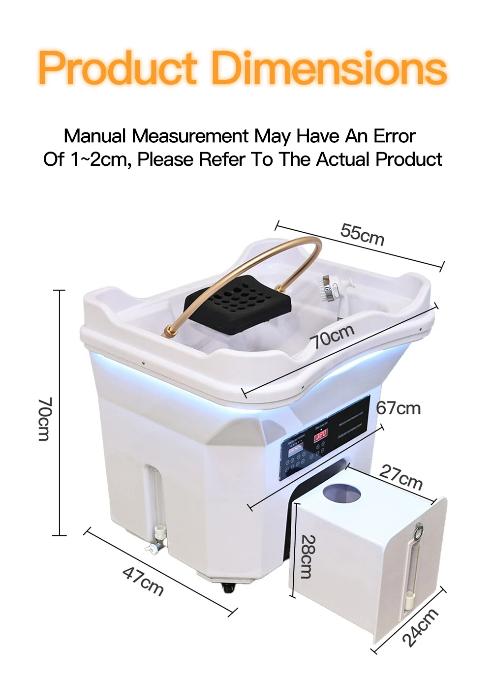 Tragbares elektrisches Shampoo-Becken mit Wassertank, Kopfwaschbecken mit konstanter Temperatur, mobile Haarwaschstation mit Dampffunktion – Detail 13