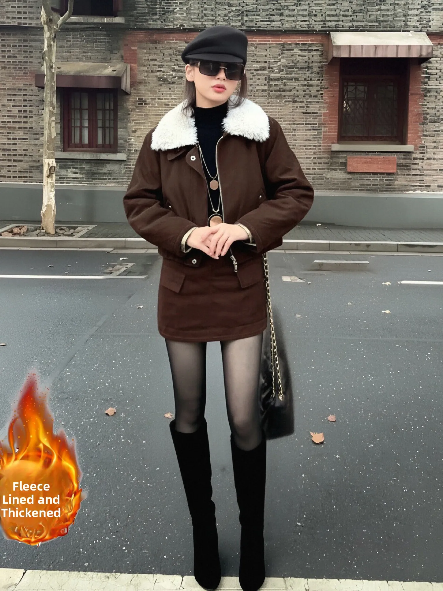 

Комплект из хлопка и полиэстера: повседневный зимний костюм, новинка, юбка в стиле Net Red, комплект из двух предметов для женщин, длинный свитер...