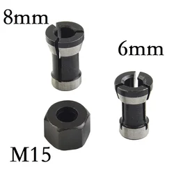 6mm /8mm Hole Diameter M15 Screw Nut With Collet Chuck Electric Router Milling Cutter Collet Chuck Adapter Carbon Steel