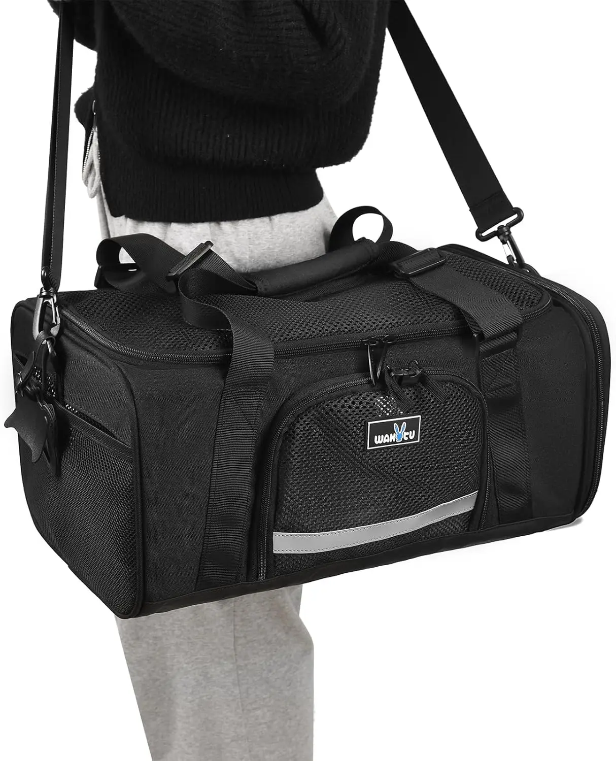 

Одобренная авиакомпаниями складная переноска для животных, расширяемая сумка для путешествий с кошками и собаками с безопасной застежкой-молнией и светоотражающей лентой