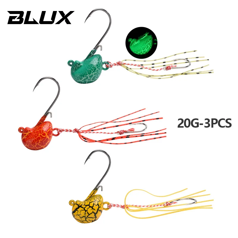 BLUX 20g 30g 40g 60g 3pcs/Lot DEEP CONTROL UP Tenya Madai Jig Kabura Saltwater Fishing Lure Jighead Sea Bait Shrimp Rubber Skirt