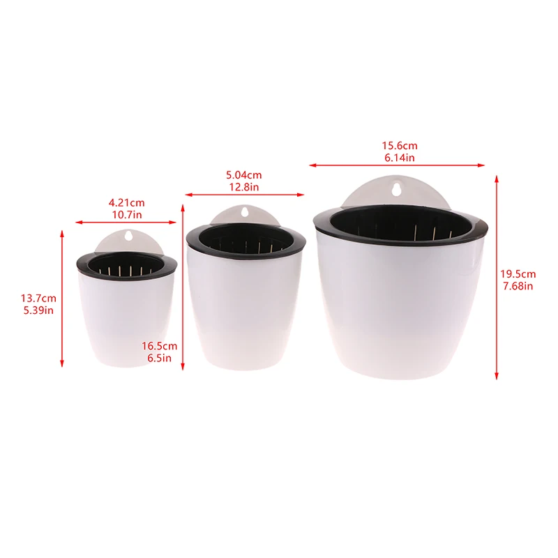 Wall-Mounted Flower Pot Automatic Water-Absorbing Plastic Circular Creative Wall Hanging Green Luo Small Flower Pot