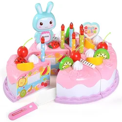 Juguete de pastel de princesa de cumpleaños de simulación para niños, juego familiar de pastel de frutas