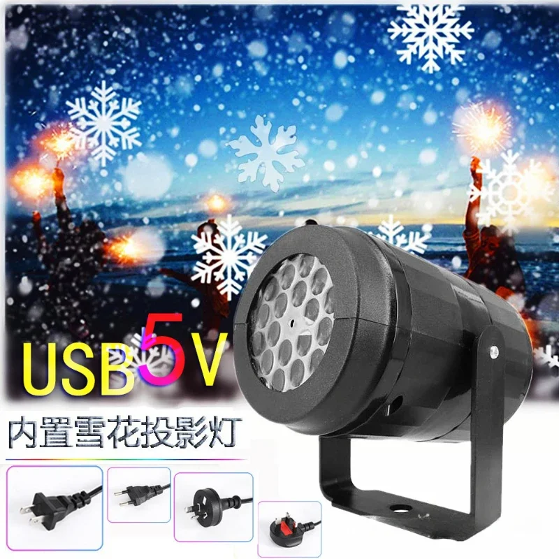 Luz De Projetor LED Snowstorm, Atmosfera De Natal, Luz De Noite De Férias, USB, 5V, 16 Padrões