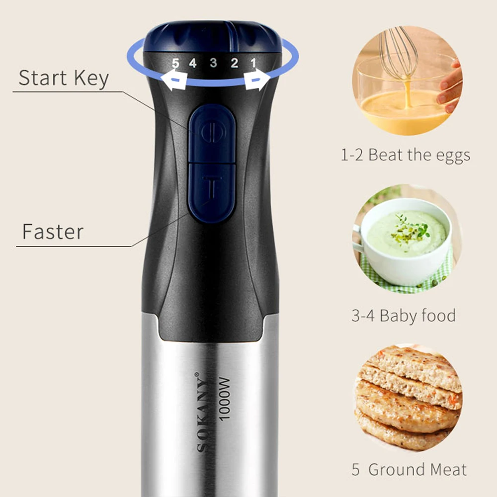 1 Sokany Multi Functional Home Cooking Machine, Handheld Blender, Electric Egg Beater, Fruit Juice Extraction, Food Crush