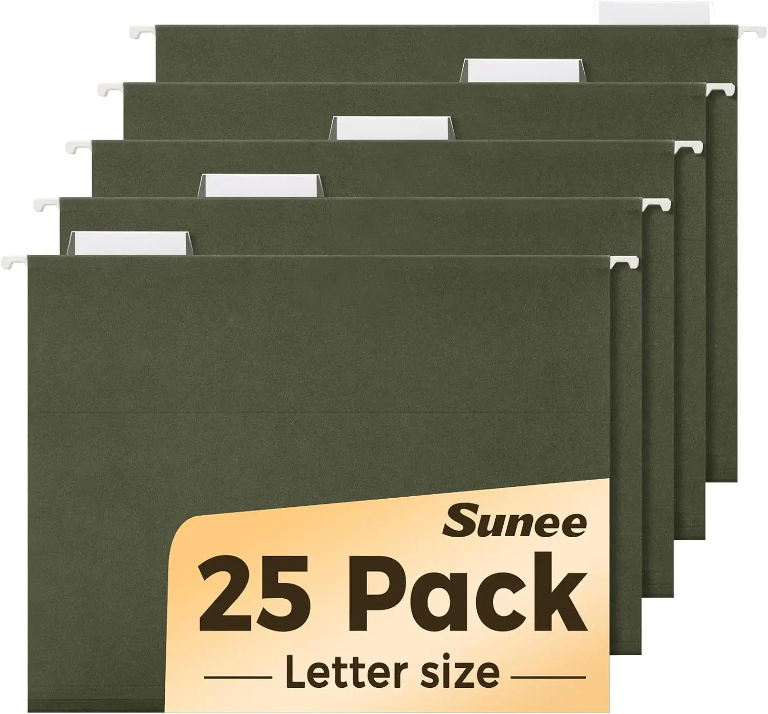 

25-Pack Reinforced Hanging File Folders, Letter Size with Adjustable Tabs for Bulky Files in Filing Cabinets, Green