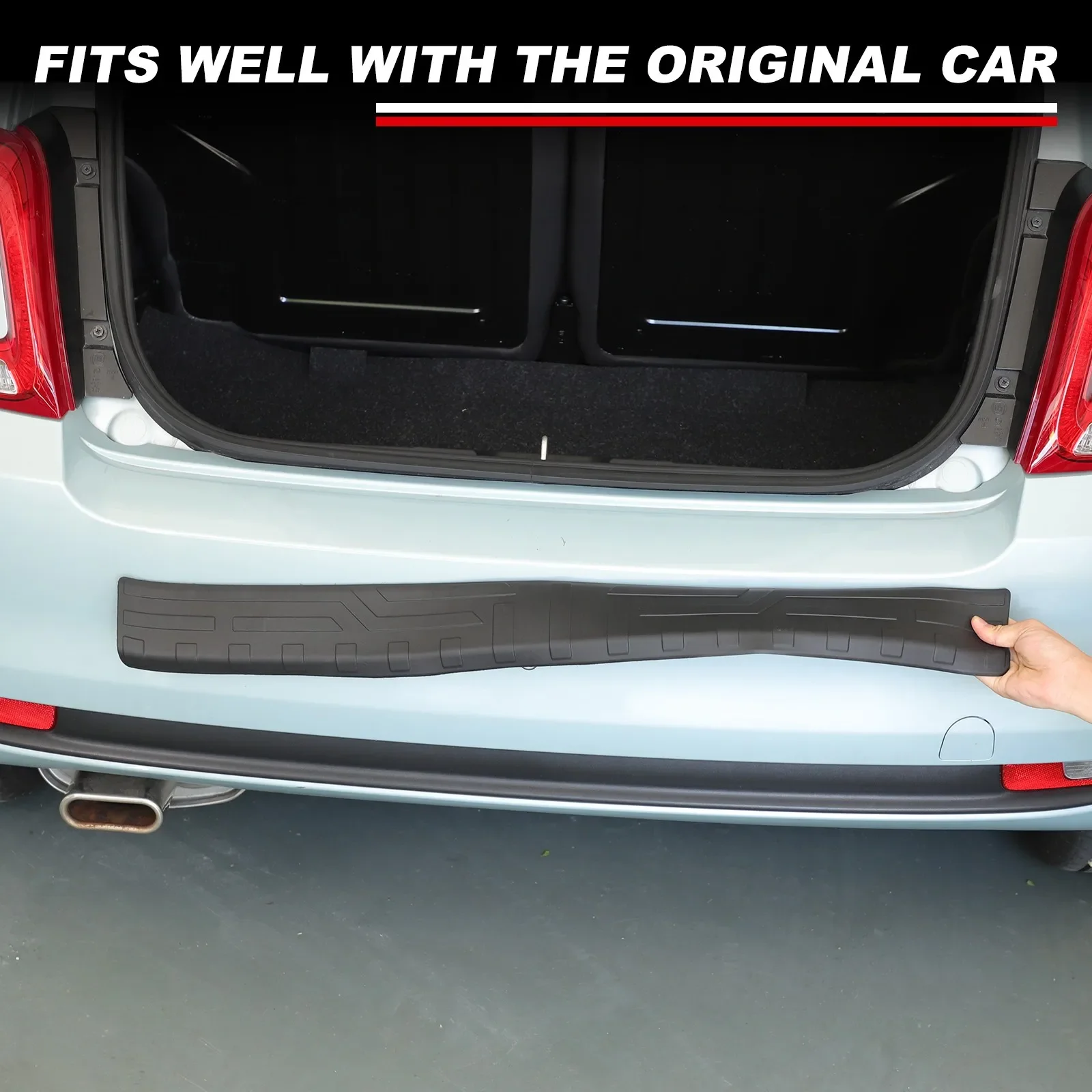 

TPE Black Rear Bumper Shield Cover Accessories Car Trunk Bumper Sill Scuff Plate Protect Trim For Fiat 500 Abarth 595 2016-2025