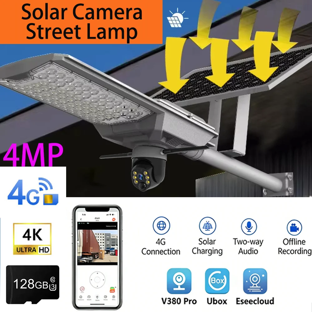 

Уличный фонарь с 4G-камерой на солнечной батарее, 42000 мАч, 3 режима освещения, датчик движения, для умного дома, защита V380