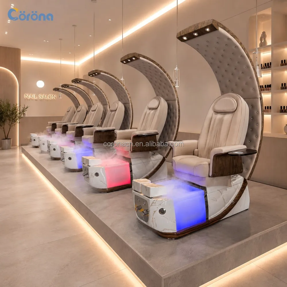 Anti-Acetone Leather Nail Salon Furniture Electric Luxury Pipeless Foot Spa Massage Pedicure Chair