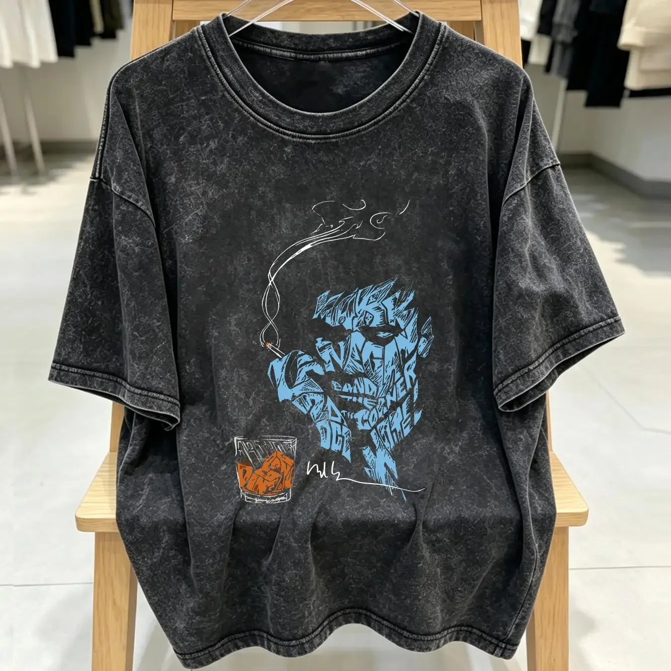 washed T Shirt New Mark Lanegan Singer Basic For Fan Black All Size Men TMB682 vintage Washed Comfortable Slightly streetwear