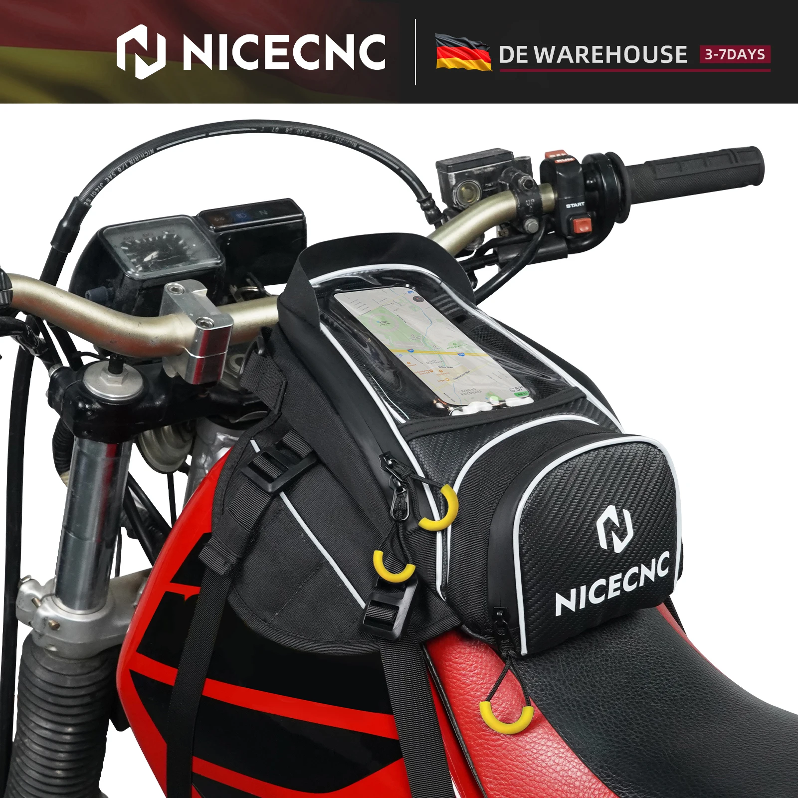 (Sortie UE) Sacoche de réservoir universelle pour moto avec support magnétique pour téléphone et navigation, compatible BMW Yamaha Honda Suzuki Kawasaki Ducati