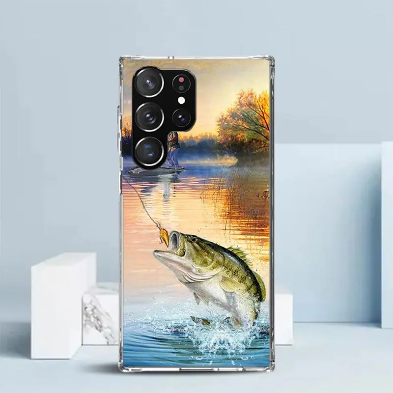 Offshore Angling Fishing Fish Rod Phone Case For Samsung Galaxy S22 S23 S24 Ultra S21 S20 FE S10 Plus S10E S9 S8 + S7 Edge Soft