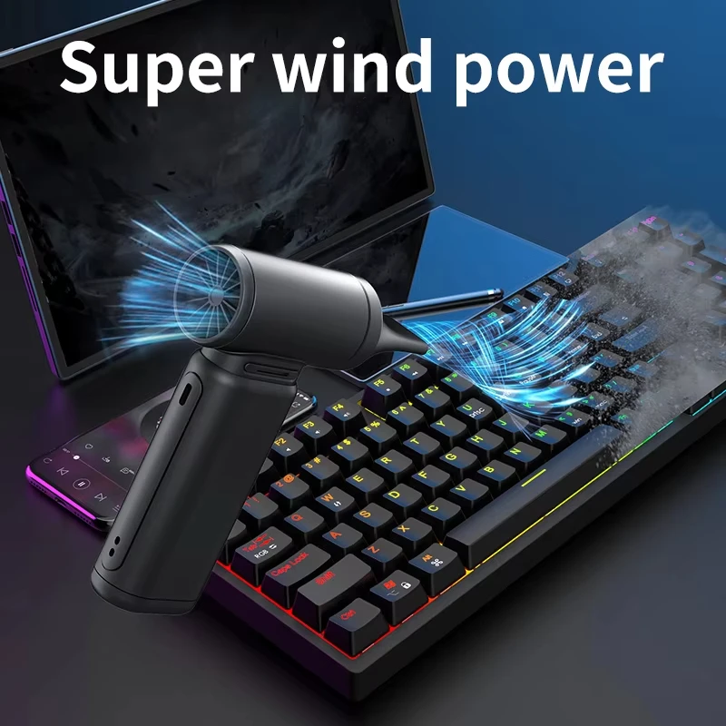 

Мини-турбореактивный вентилятор, 450000 об/мин, электрическая воздушная тряпка, регулируемая скорость ветра, турбо-сильный вентилятор, перезаряжаемый с подсветкой для чистки автомобиля