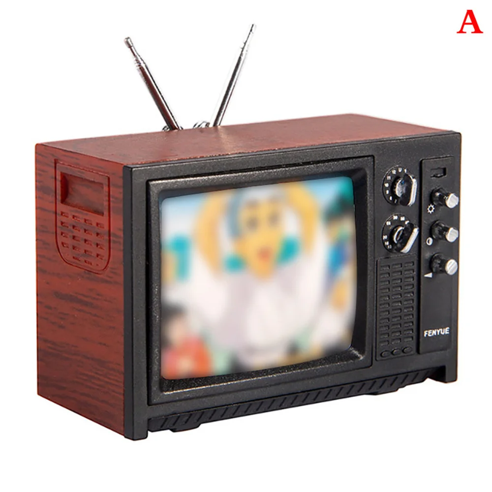 Mini TV Portátil Retro, Televisão, Relógio, Cena Dollhouse, Modelo ob11, TV em miniatura, Modelo de Brinquedos