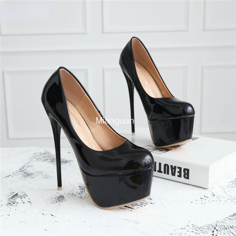 Sexy Thin Heels Sandals Women Pumps OL Black Platform Pumps Wedding Party Shoes Pumps for Woman 16cm Platform High Heels Ladies