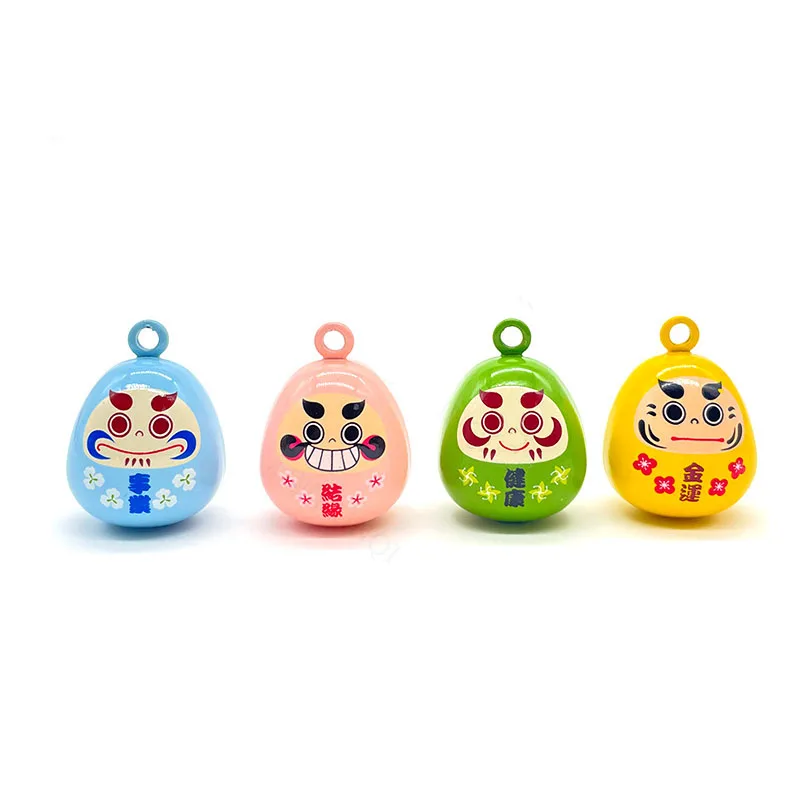 Daruma النحاس جلجل بيل السحر ، حظا سعيدا ، أفضل أتمنى قلادة ، قلادة هدية ، صالح ، اكسسوارات المجوهرات ، النتائج الحرفية