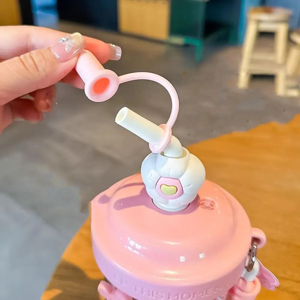 Drinkware Dust Cap Water Bottle High-capacity Heat-resistant Drinking Cup Cartoon Handheld Straw Bottle Student