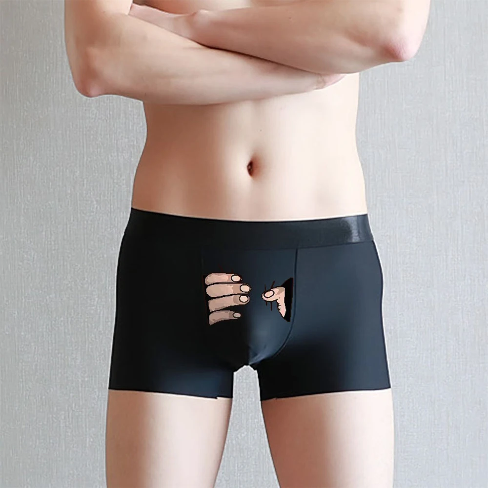 

Men's Trunks Funny Cartoon Printed Underwear Ice Silk U-Convex Pouch Sexy No Trace Cute Breathable Panties Slips Homme