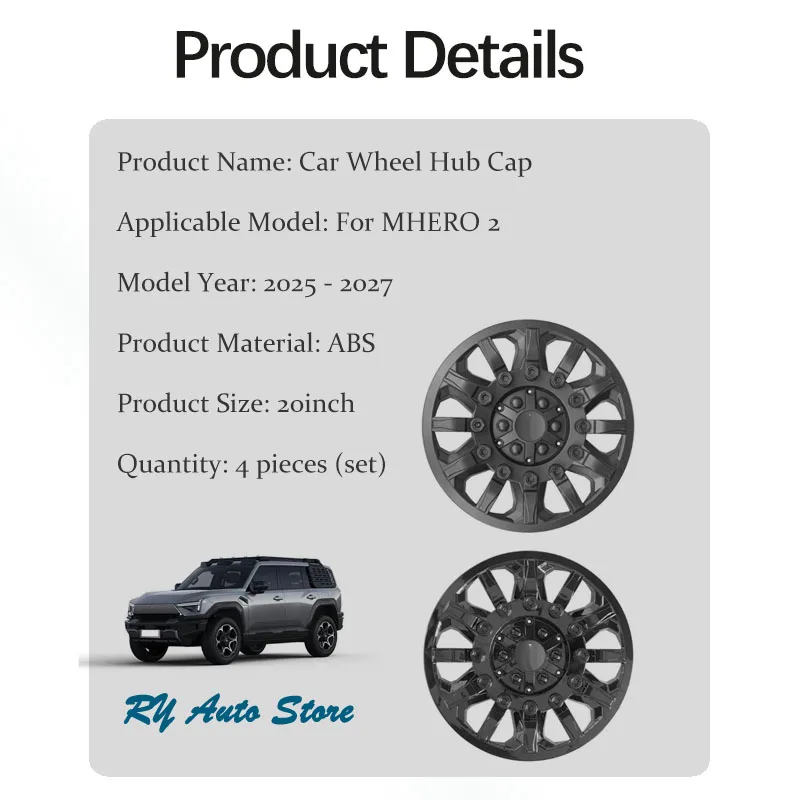 4PCS Car Wheel Hub Cap For MHERO 2 M-Hero M817 2025 2026 2027 20inch Black Decorative Pads Wheels Tire Modification Parts Covers