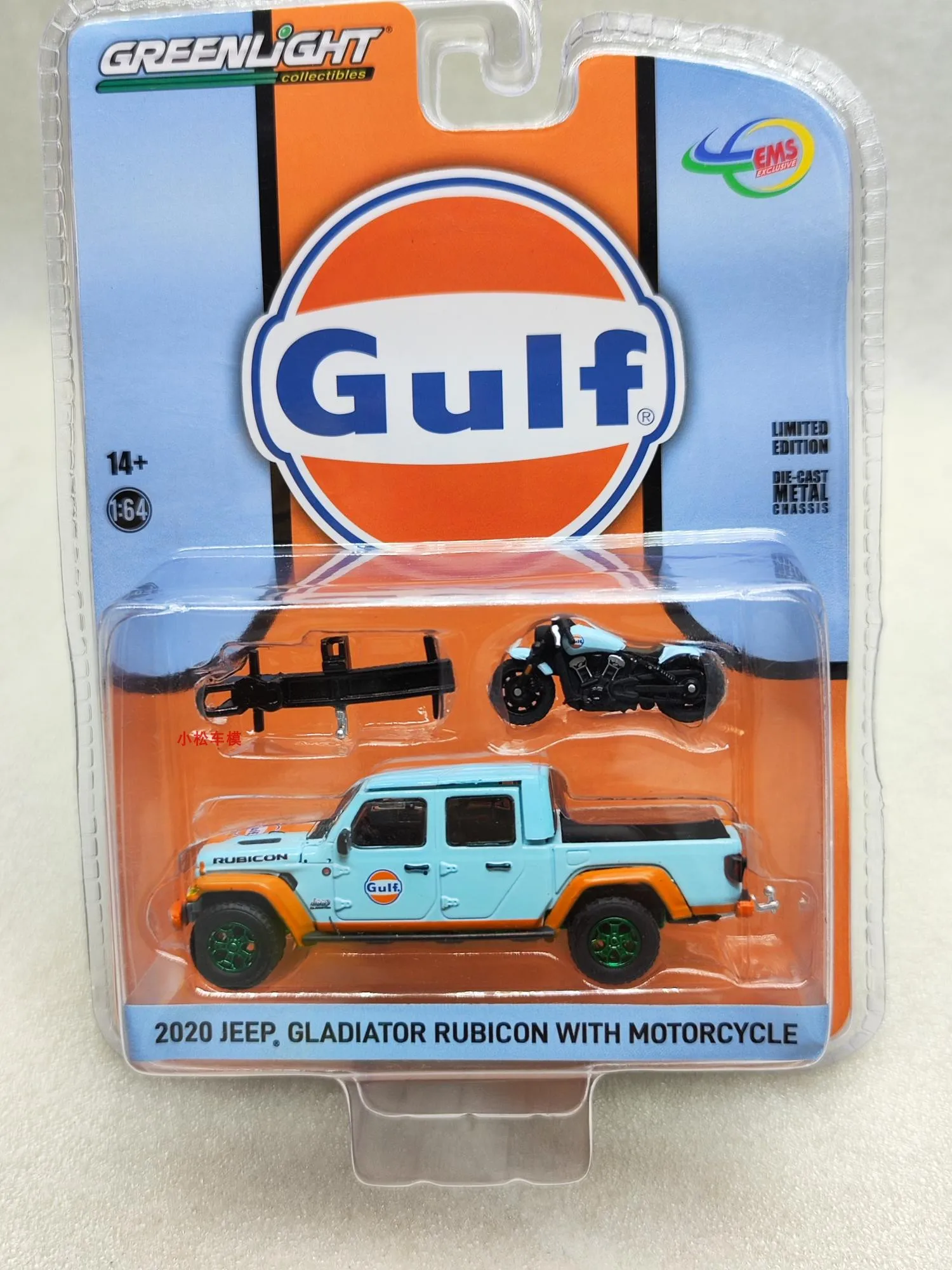 

MiJo Green 1:64 2020 Jeep Gladiator&Motorcycle Gulf Oil Green Machine Car Model Collection Gifts Toys