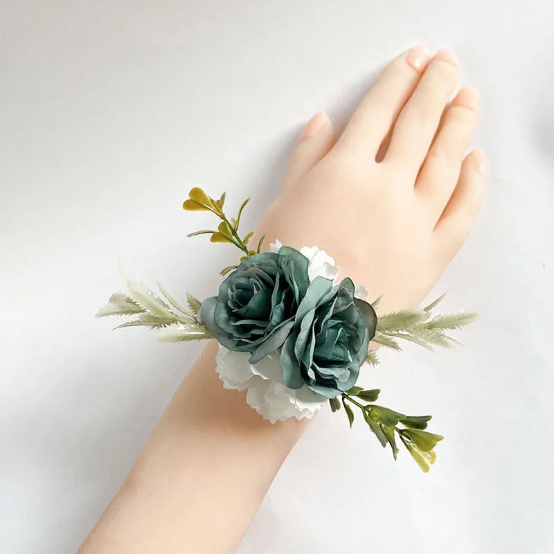 Pulseira De Pulso De Casamento Corsage Para Homens, Damas De Noiva Boutonniere Pinos, Flores Artificiais, Rosas De Seda, Acessórios Do Noivo De Noiva