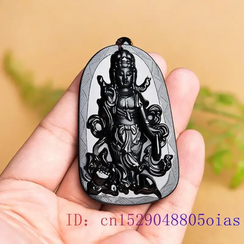 Imagem -06 - Jade Birmanês Guanyin Pingente de Pedra Preciosa Colar de Luxo Jadeíte Amuletos Naturais Esmeralda Preto Presentes para a Moda Feminina Jóias