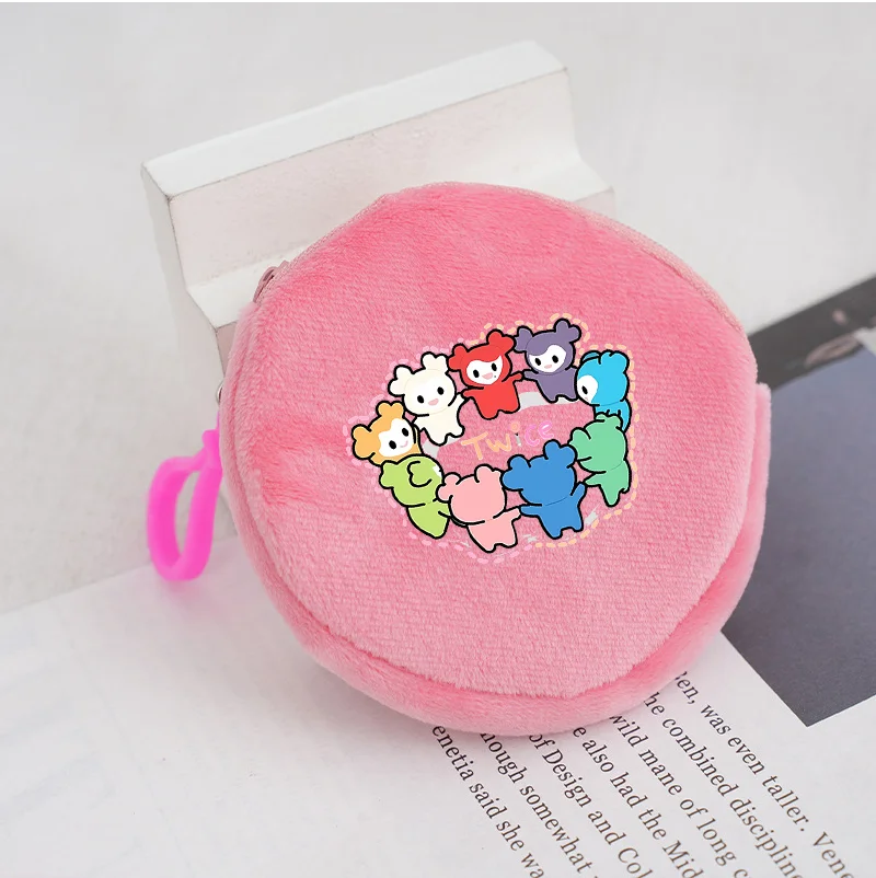 New TWICE Coin Purse Kpop Girl Group Print Mini Wallet Keychain Zipper Purse Cute Cartoon Round Money Bag Cute Small Purse Gift