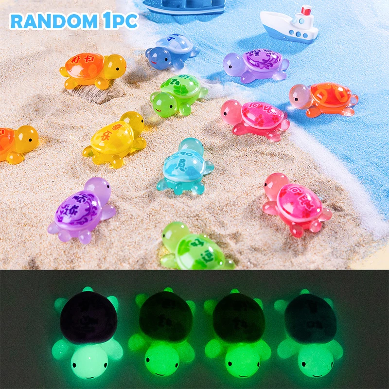 Cartoon Cute Luminous Good Luck Wealth Turtle Aquarium Miniature Statue Fish Tank Decor Decoration Accessories Ornaments Gifts