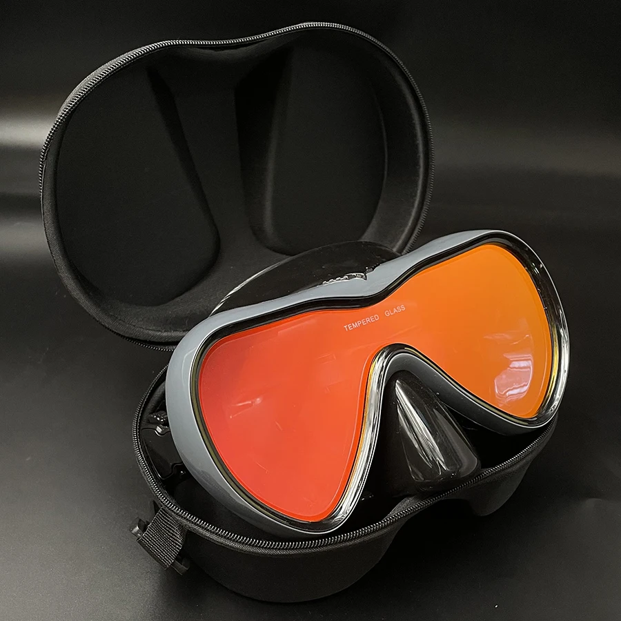 Lunettes de plongée sous-marine Len miroir, protection UV, haute définition, grande vue, masque de natation avec boîte noire à fermeture éclair,