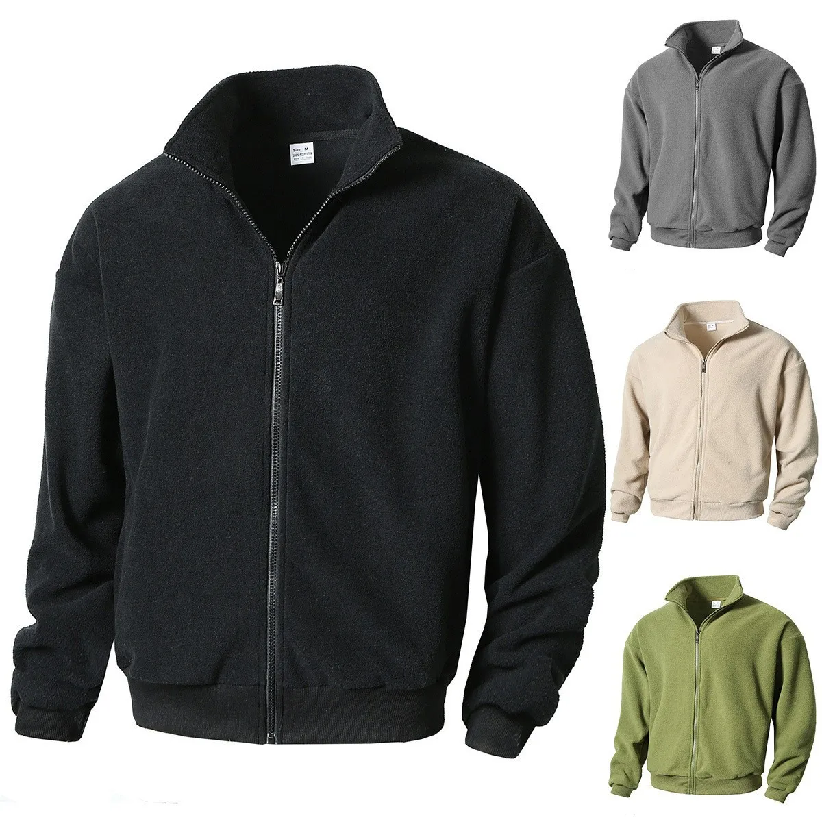 

autumn winter New Men's pure color Casual turn-down collar Zipper Cardigan Fleece Coat Men Trendy slim Zip Outerwear Tops S-2XL