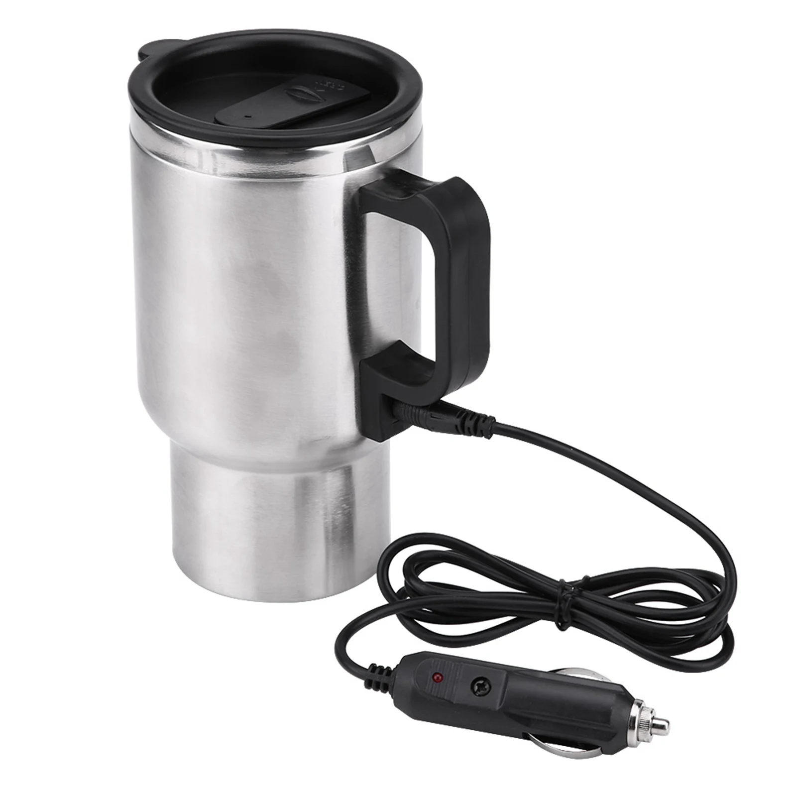 Camping Travel Kettle Water Coffee Milk Thermal Mug Vehicle Heating Cup Electric Heating Car Kettle 12V 450ml Stainless Steel