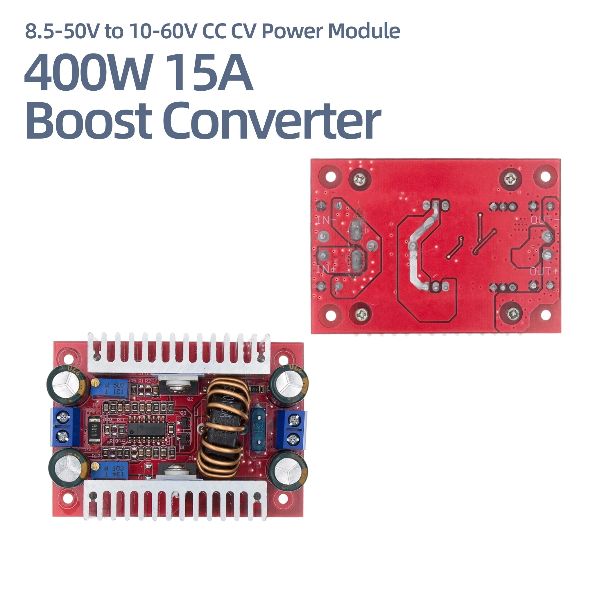 DC-DC 400W 15A Boost Converter 8.5-50V to 10-60V Step Up Power Supply Module Constant Current LED Driver Battery Charger