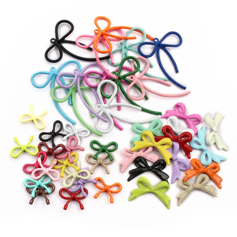 10pcs Random Mix Enamel Bow Tie Charms Pendant Alloy Handmade DIY Jewelry Making Accessories for Bracelet Necklace Keychain