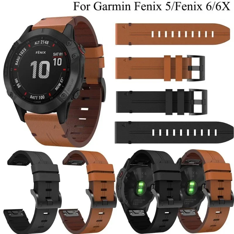 

Кожаный ремешок для наручных часов Garmin Fenix 7 6X 6S 6 Pro 5X 5 Φ 3HR, браслет для Garmin Band 22 мм 26 мм, спортивные аксессуары для наручных часов