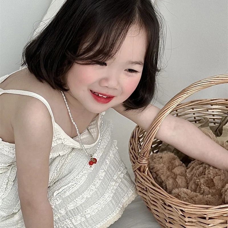 2024 Spring and Summer New Product Children's Korean Suspender Lace Skirt Stacked Foreign Style Dress Girls Sleeveless Skirt
