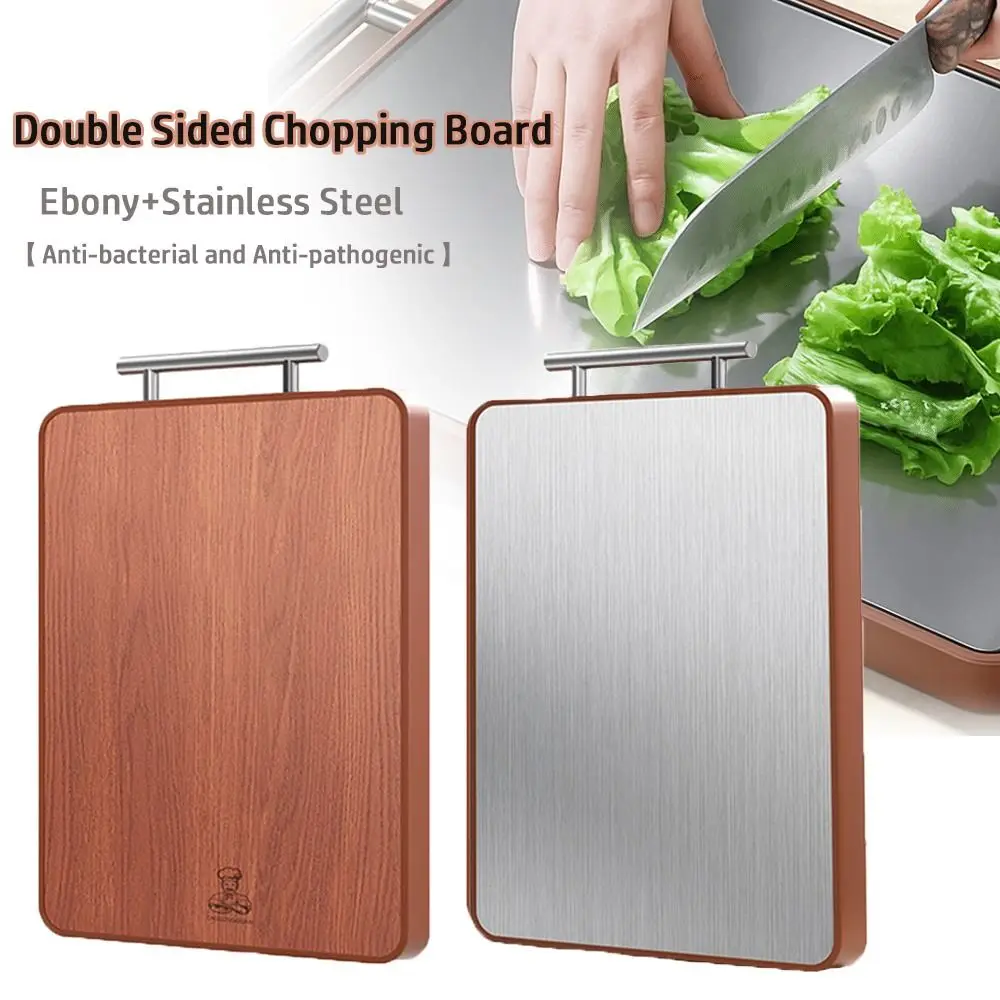 Stainless Steel Double-sided Chopping Board Ebony Antibacterial Cutting Board Rust Proof Mildew-proof Chopping Block