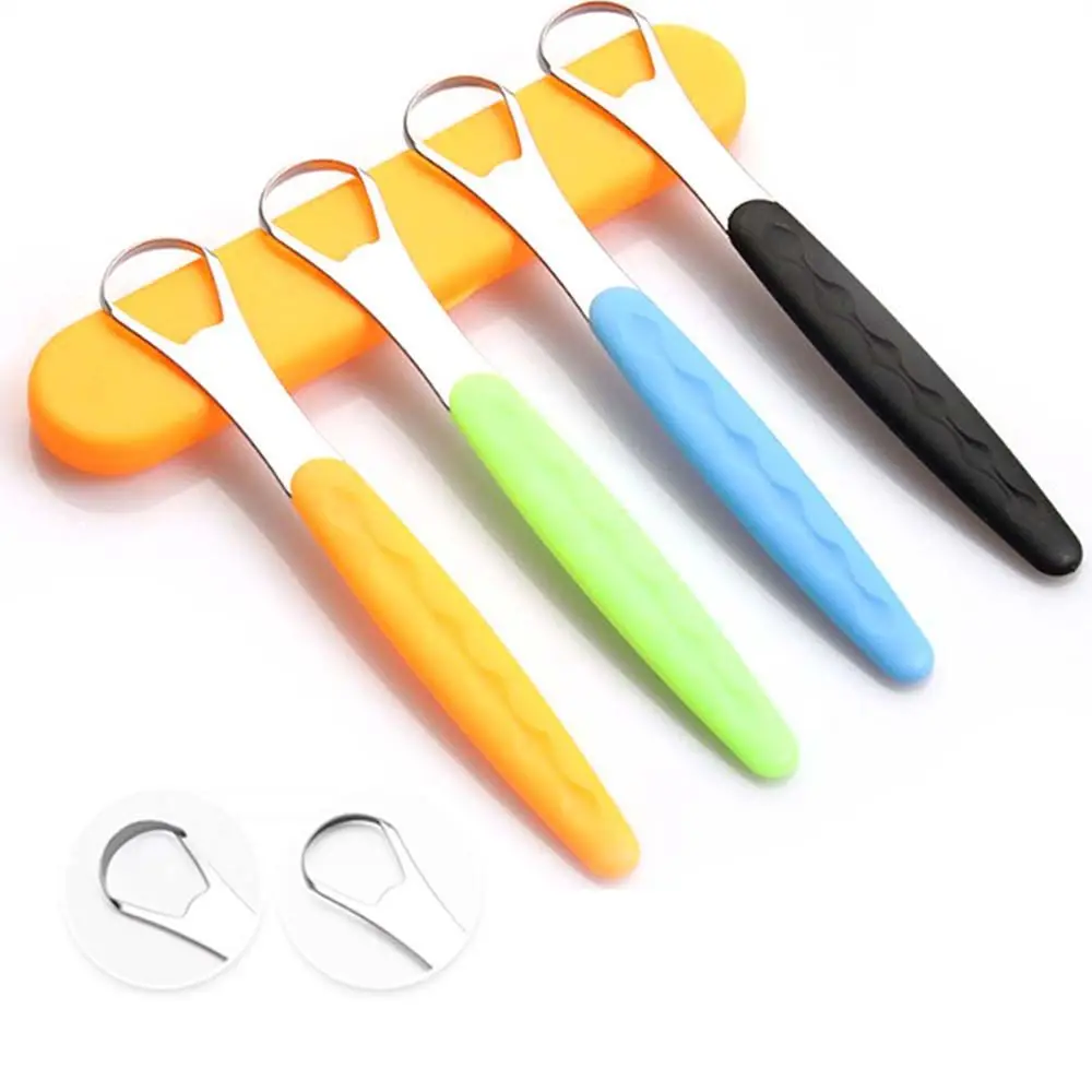 Reusable Fresh Breath With Travel Case Stainless Steel Oral Care Tools Dental Care Tongue Brush Tongue Scraper Tongue  Cleaner