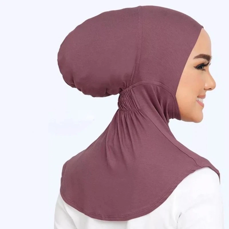 Hijab musulmán instantáneo de Color sólido, Simple, fino, transpirable, elástico, pequeño sombrero, informal, protector solar, al aire libre, Modal