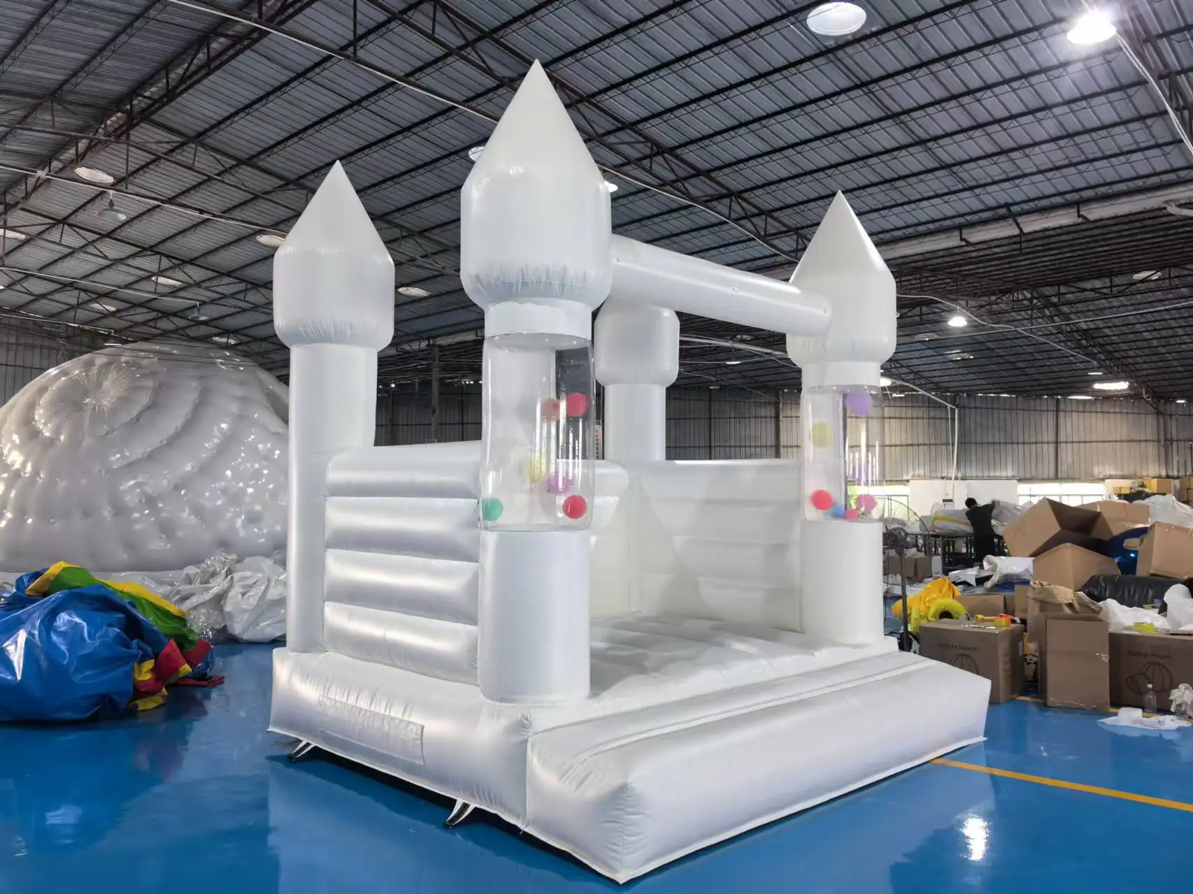 บ้านลมงานแต่งงานสีขาว บ้านเด้งดึ๋งเป่าลม ปราสาทลมเด้งดึ๋ง ติดตั้งง่าย