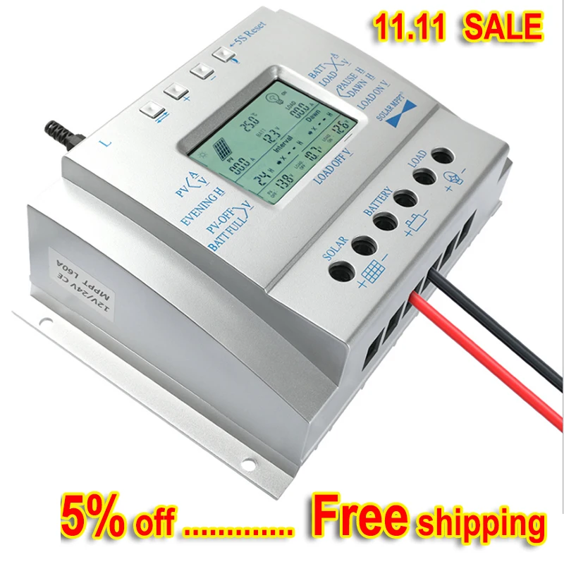 Free Shipping Mppt Solar Charge Controller 60a   MPPT Solar Charge Controller 12V/24V 60A Solar Regulator